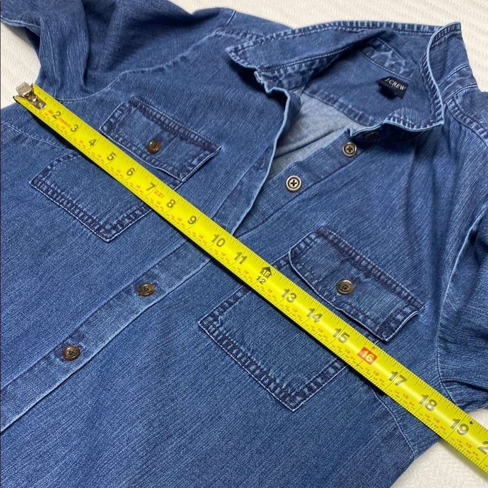 J. Crew Dress Shirt Dress Pockets Blue Denim Cottagecore Preppy Size 10 - Picture 9 of 10